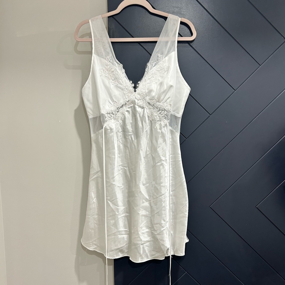 La Vie En Rose White Satin Slip Dress